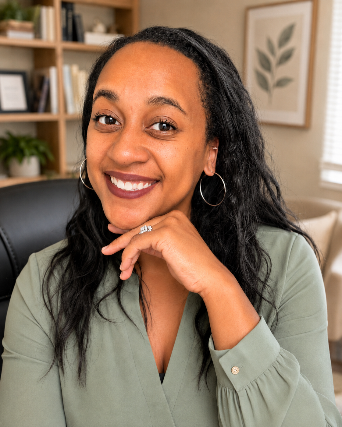 Tiffany McGilloway, LPC, smiling in her office